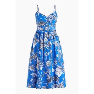 J Crew Linen spaghetti-strap tea dress in Ratti® tropical toile